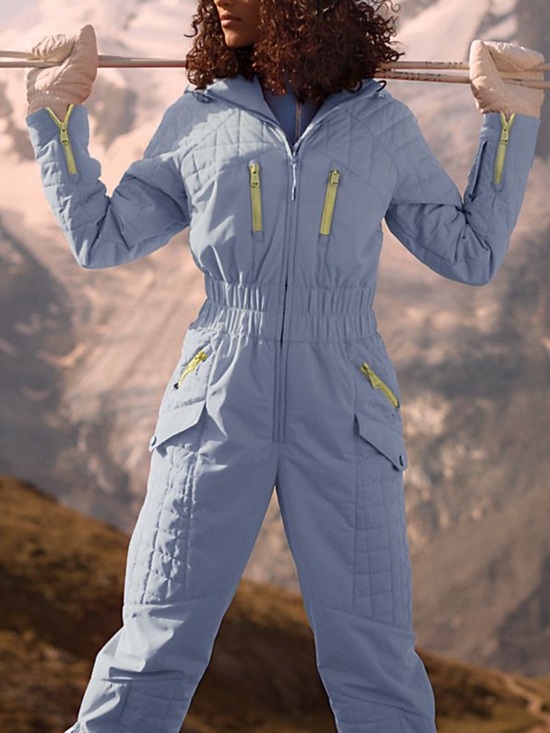 Free People Jackets & Blazers - Free People Light pale Blue/Purple Ski One-Piece with Yellow Zippers